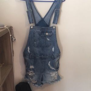 distressed overalls